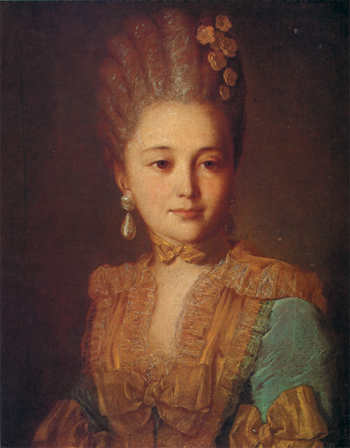 Portrait of an Unknown Woman in a Blue Dress with Yellow Trimmings